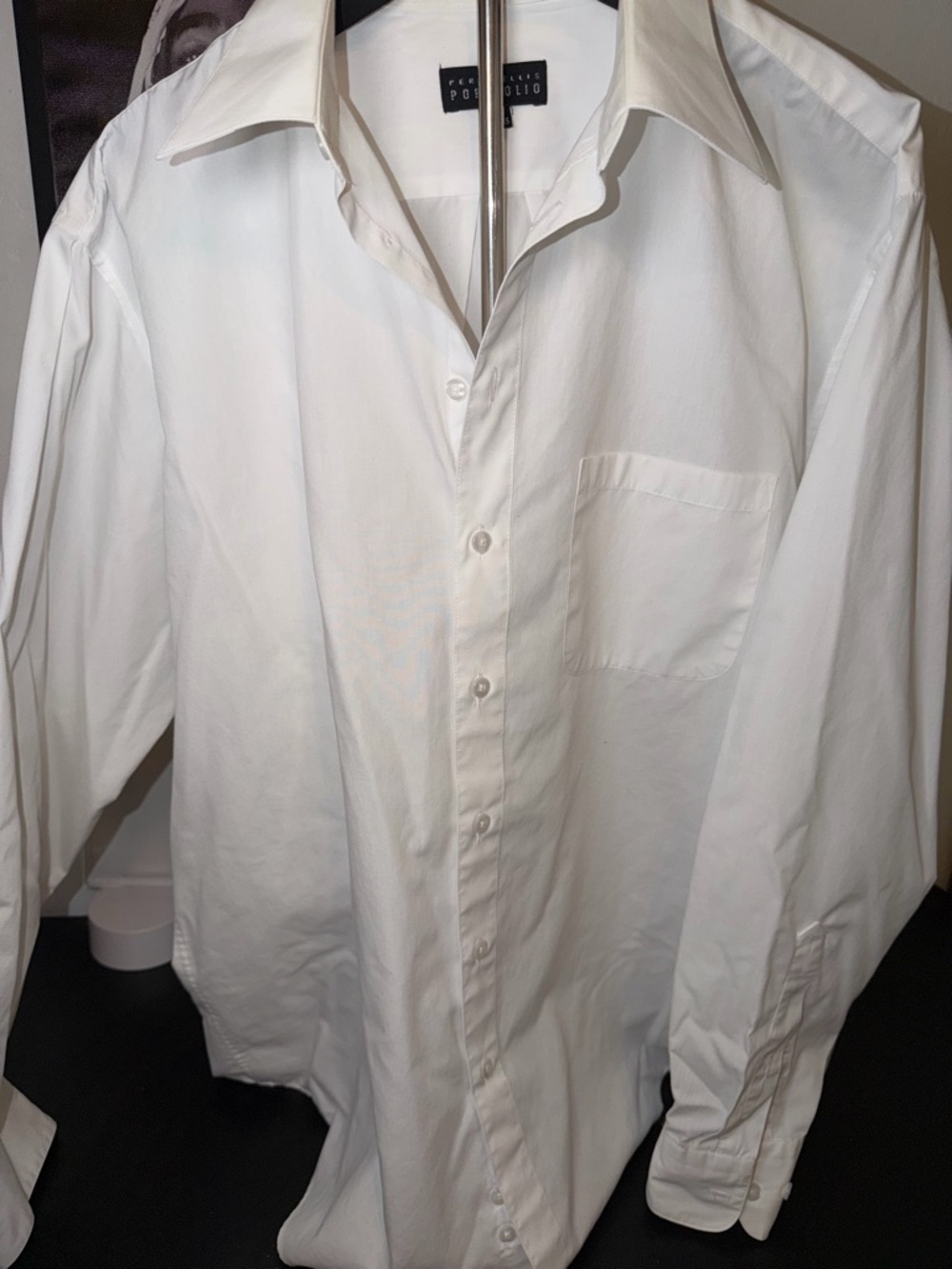 Perry Ellis White Men's Dress Shirt - Spread Collar
